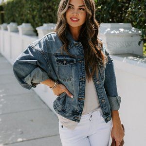 PRICE DROP Hazel Over Sized Cropped Elastic Denim Jacket